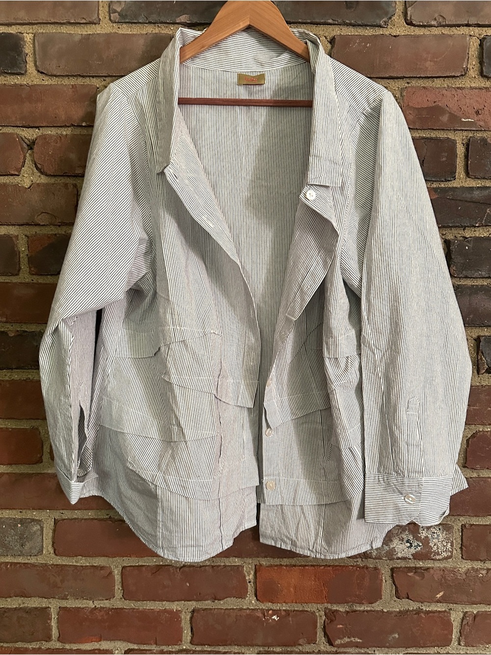 Tulip | Vertical Striped Button Pintuck Shirt XL 48 Chest / 26.5” Long